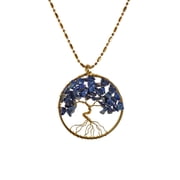 Charisma 30 mm Tree of Life Reconstructed Lapis-Lazuli and Brass Pendant Necklace