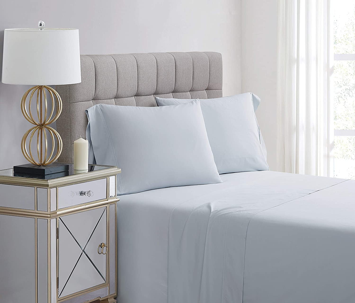 Charisma Illusion Blue King Cotton Percale Pillowcase Set