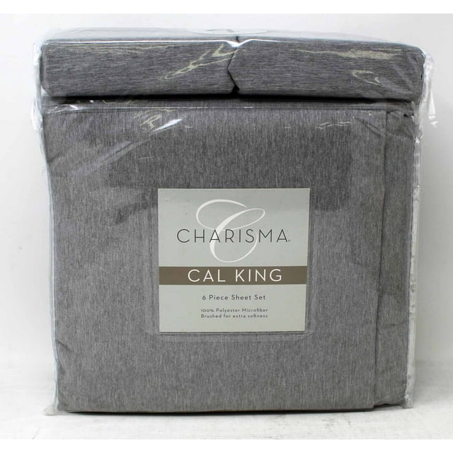 Charisma Cal King Grey Heather 6 Piece Sheet Set