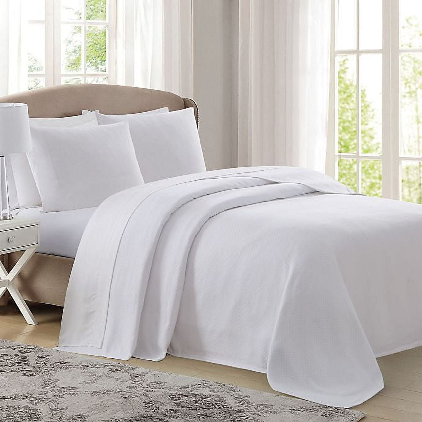 Charisma Deluxe King-Sized White Cotton Woven Blanket