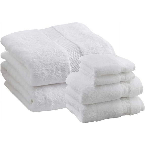 Charisma Hygro Cotton Towel Set | 6 Pieces (White) - 2 Luxury Bath Sheets, 2 Hand Towels & 2 Washcloths