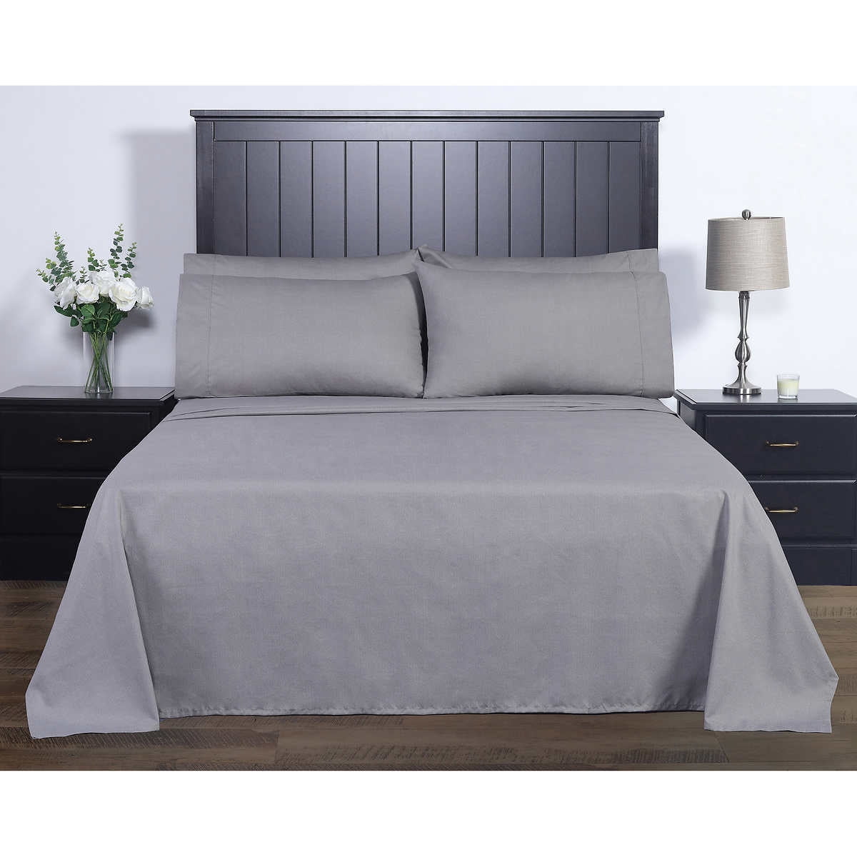 Charisma Microfiber Sheet Set Grey Herringbone Twin