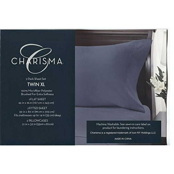 Charisma Microfiber Sheet Set Twin XL 2 Pack (Midnight Blue)