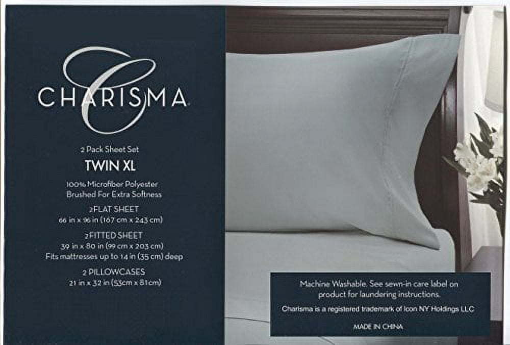 Charisma Microfiber Sheet Set Twin XL 2 Pack (Seafoam Green)