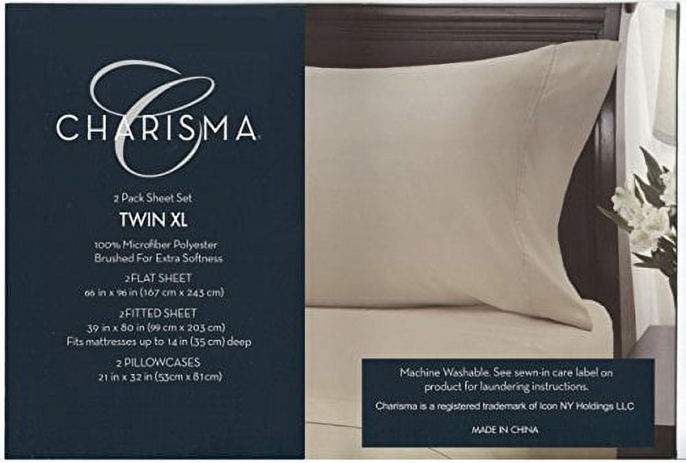 Charisma Microfiber Sheet Set Twin XL 2 Pack (Tan)