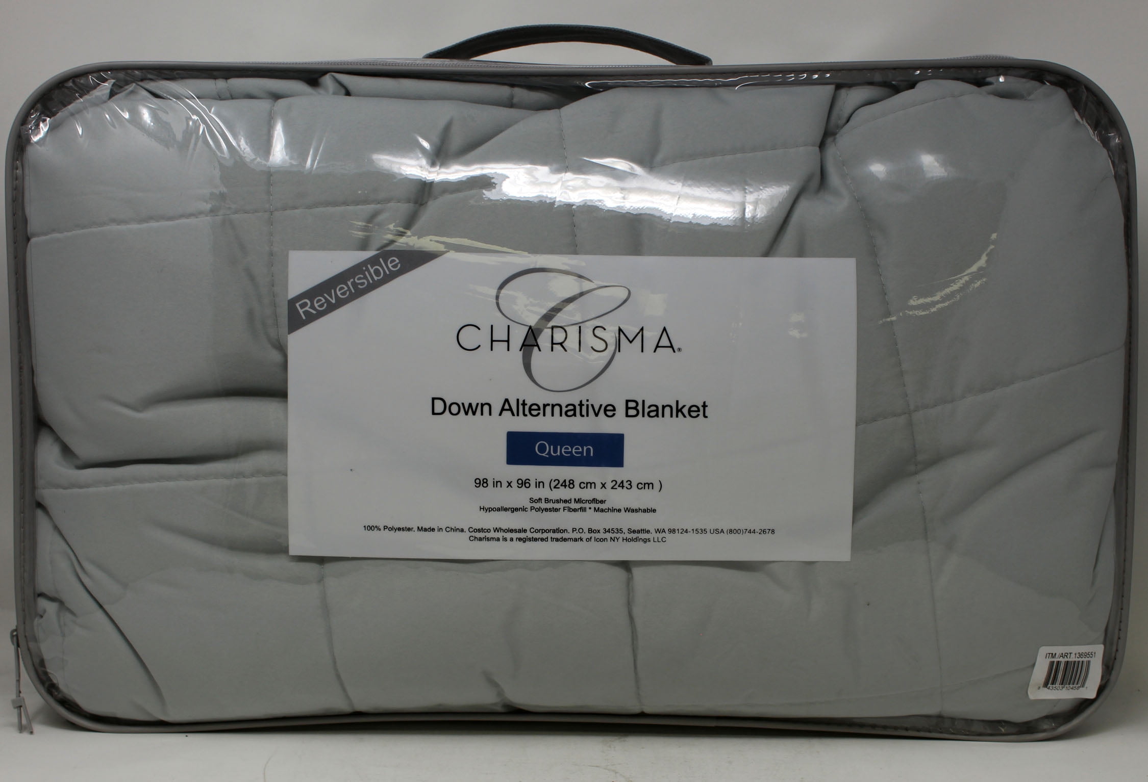 Charisma Revesible Down Alternative Queen Blanket Solid Grey