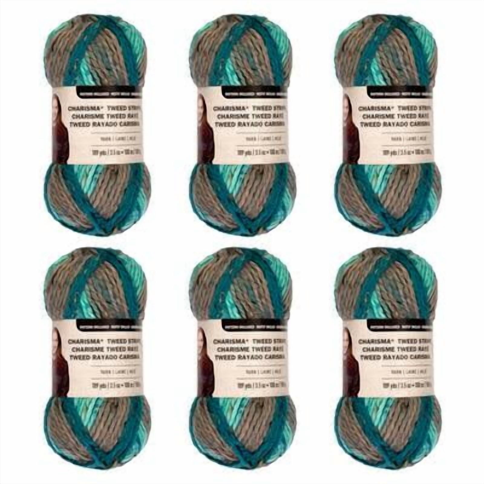 Loops & Threads Charisma Tweed Stripe Yarn - Multicolor Yarn for Knitting, Crochet, Weaving, Arts & Crafts - Cappuccino, Bulk 6 Pack