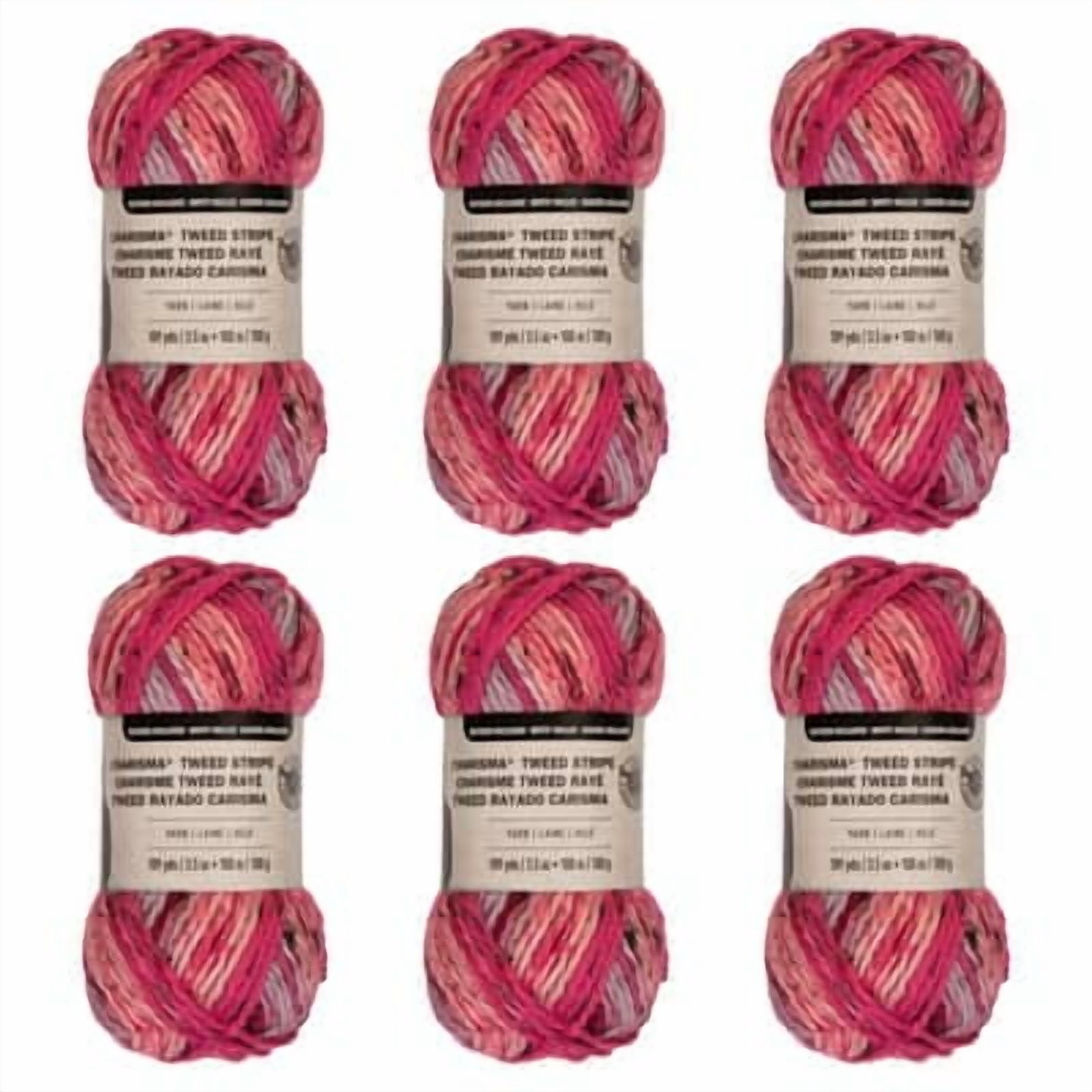 Loops & Threads Charisma Tweed Stripe Yarn - Multicolor Yarn for Knitting, Crochet, Weaving, Arts & Crafts - Rose Garden, Bulk 6 Pack