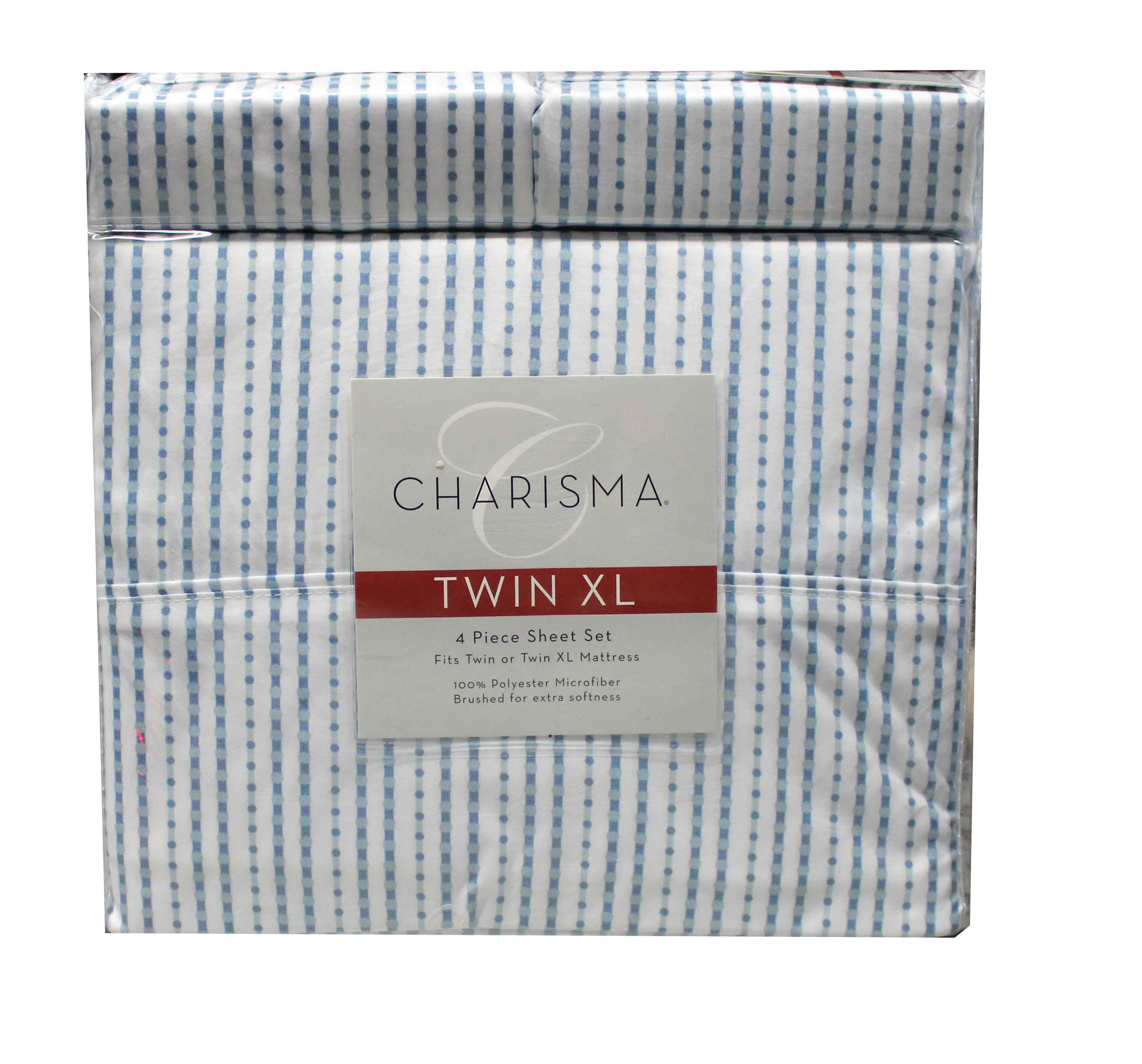 Charisma Twin XL 4 Piece Sheet Set Ribbons Glacier