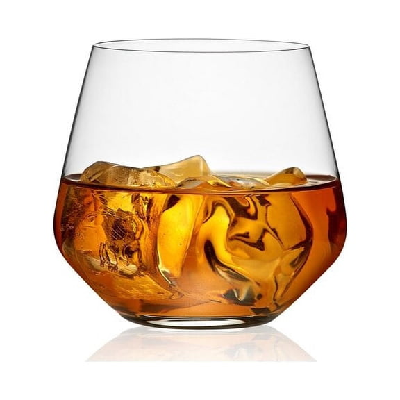 RONA Charisma Whiskey, 14 oz. Crystal Rocks Glasses, Set of 4