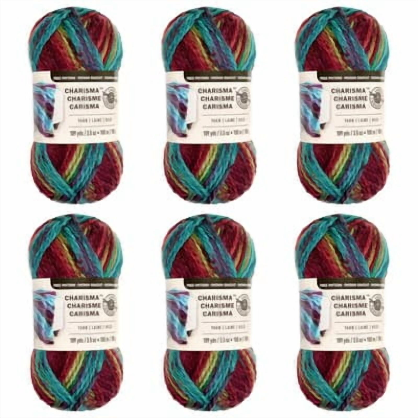Loops & Threads Charisma Yarn - Multicolor Yarn for Knitting, Crochet, Weaving, Arts & Crafts - Mulberry, Bulk 6 Pack