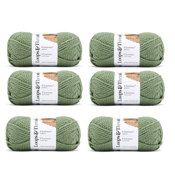 Loops & Threads Charisma Yarn - Multicolor Yarn for Knitting, Crochet, Weaving, Arts & Crafts - Sage, Bulk 6 Pack