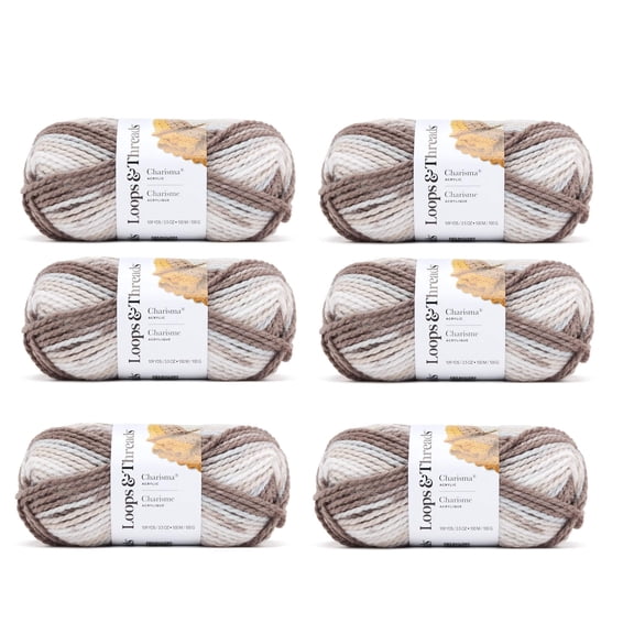 Loops & Threads Charisma Yarn - Multicolor Yarn for Knitting, Crochet, Weaving, Arts & Crafts - Willow, Bulk 6 Pack