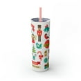 thumbnail image 1 of Charismas Elegance: Festive Skinny Tumbler with Reusable Straw, 20oz, 1 of 4