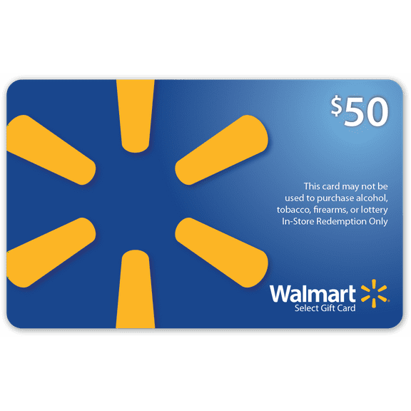 Charitable $50 Walmart Gift Card (Alcohol/Tobacco/Lottery/Firearms Prohibited)