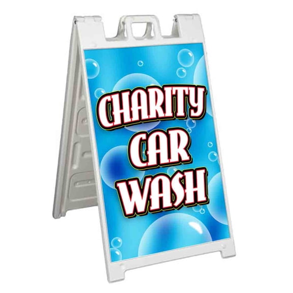 Charity Car Wash (24" X 36") Standard A-Frame Signicade, Includes Decal Applied To Stand