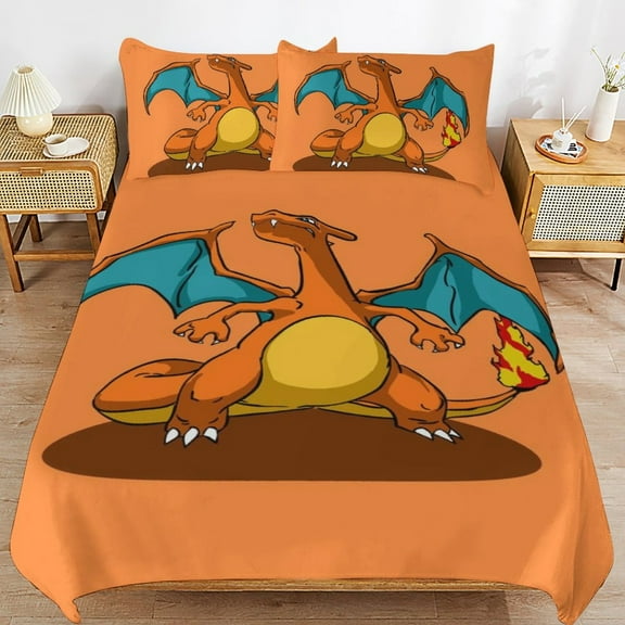 Charizard 3-Piece All Season Bedding Set, Comforter Set with Pillow Shams for Bedroom & Dorm Decor, Ideal Gifts for Women Men Teens Friends Family