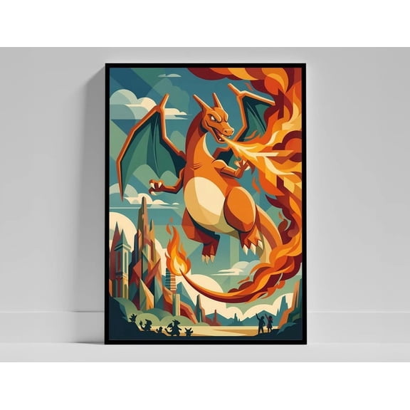 Charizard Art Deco Pokemon Poster poster Wall Art Decor 16x24 UNFRAMED