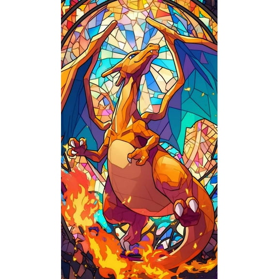 Charizard Diamond Painting Kits for Adults,5D Diamond Painting Full Drill Round Rhinestone Diamond Art Kits,DIY Pikachu Diamond Dots Arts Craft for Home Wall Decor 12x16 inch