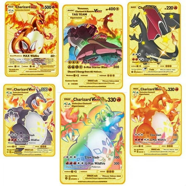 Charizard VMAX Metal Card - 6PCS Ultra Rare Cards Metal Card V Card ...