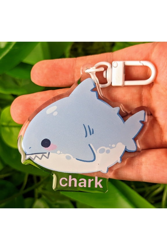 Chark Shark Character Acrylic Keychain Cute Kawaii Bag Charm Fun Gift