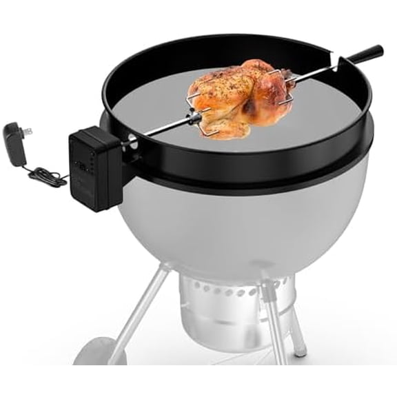 Charkettle Rotisserie Ring Kit with DC Motor and Adapter, Compatible with 22" Weber Kettle Charcoal Grills and Other Similar Size Models$$Garden & Patio