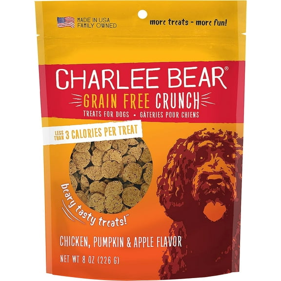 Charlee Bear Bear Crunch Grain-Free Chicken with Pumpkin & Apple Dog Treats, 8 Oz