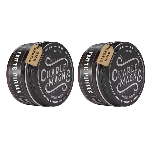 Charlemagne Matte Hair Pomade Leather Strong Hold Water Based Matte Finish for Men 2 Pack