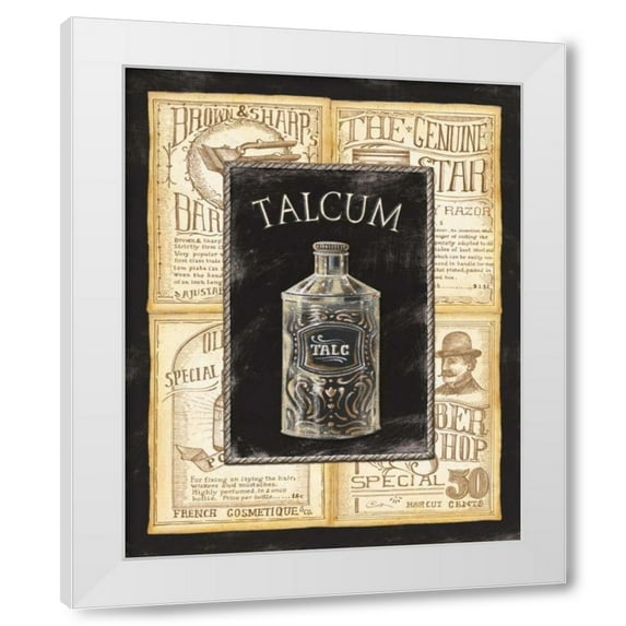 Charlene Audrey 12x14 White Modern Wood Framed Wall Art Titled - Grooming Talcum