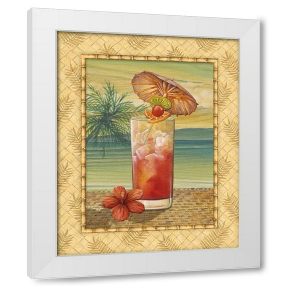 Charlene Audrey 12x14 White Modern Wood Framed Wall Art Titled - Island Nectar III