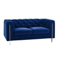 thumbnail image 1 of Charlene Blue Velvet Button Tufted Loveseat, 1 of 6