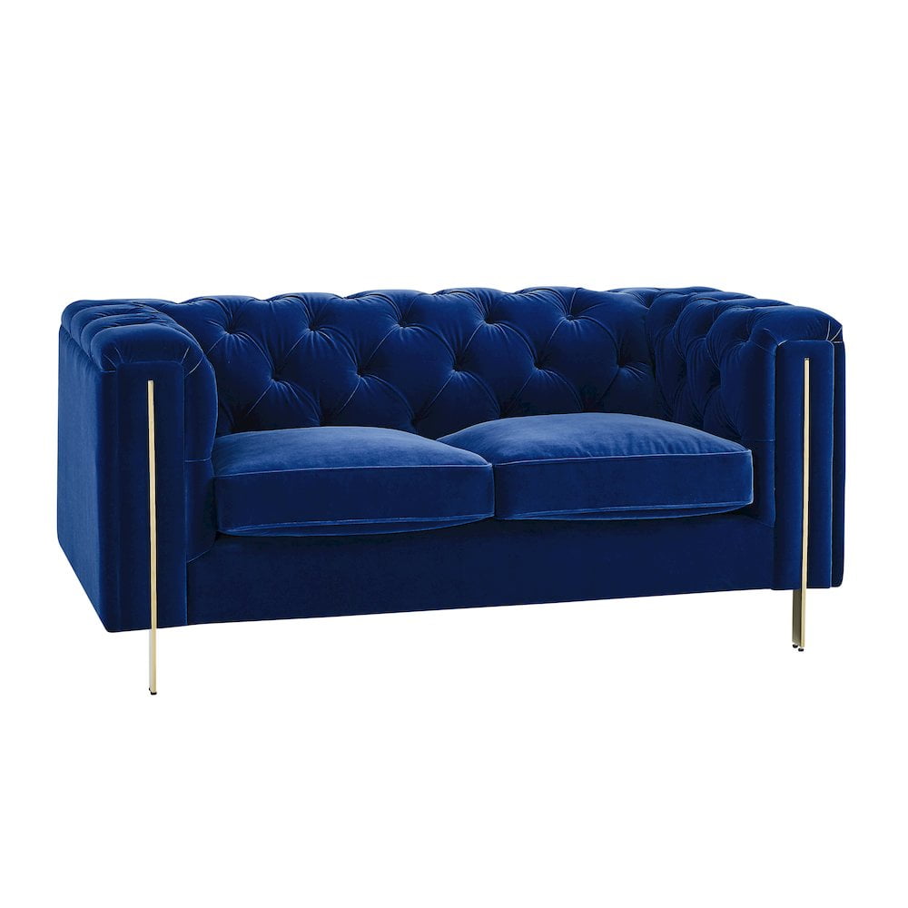 Charlene Contemporary Blue Velvet Tufted Chesterfield Loveseat