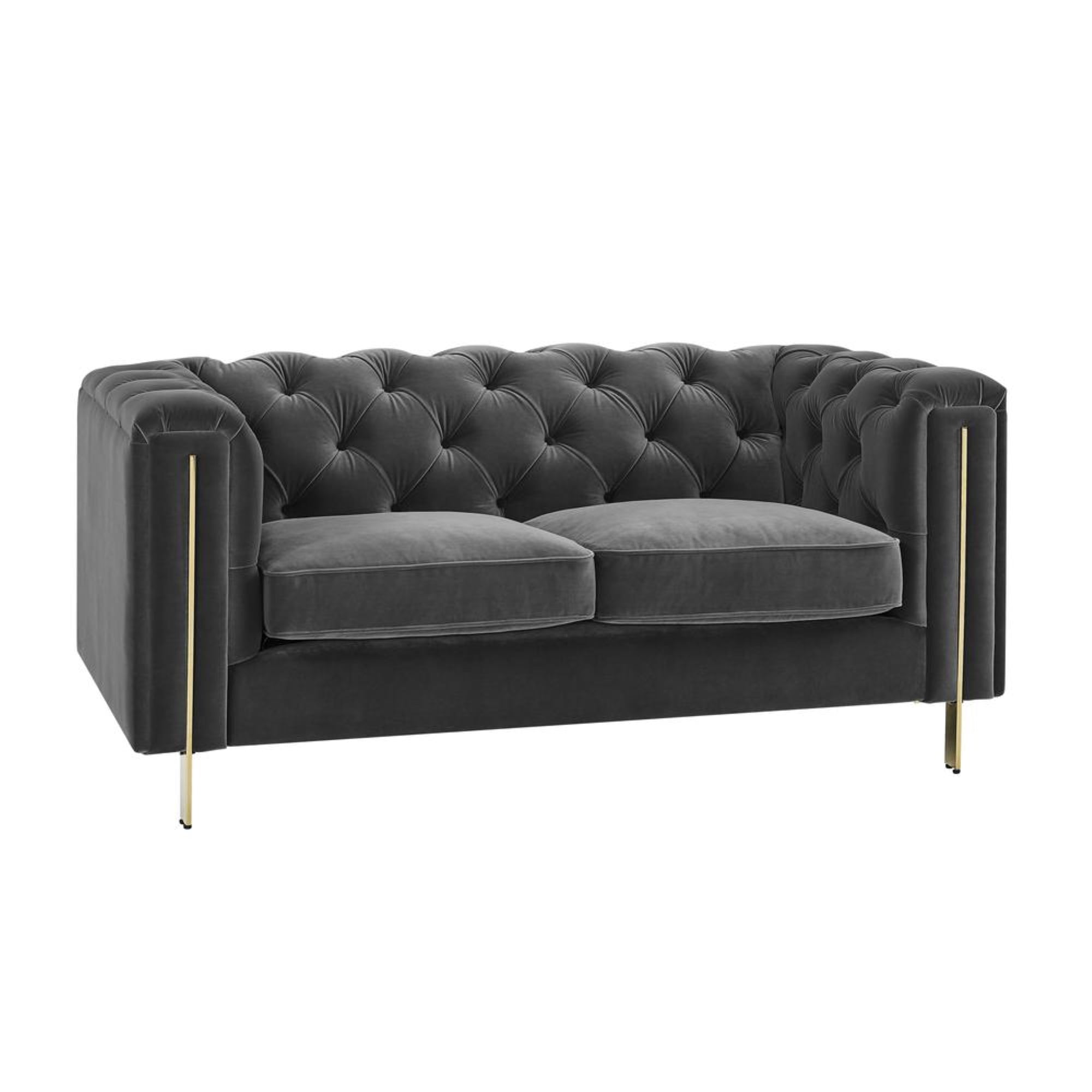 Charlene 66'' Gray Velvet Tufted Chesterfield Loveseat
