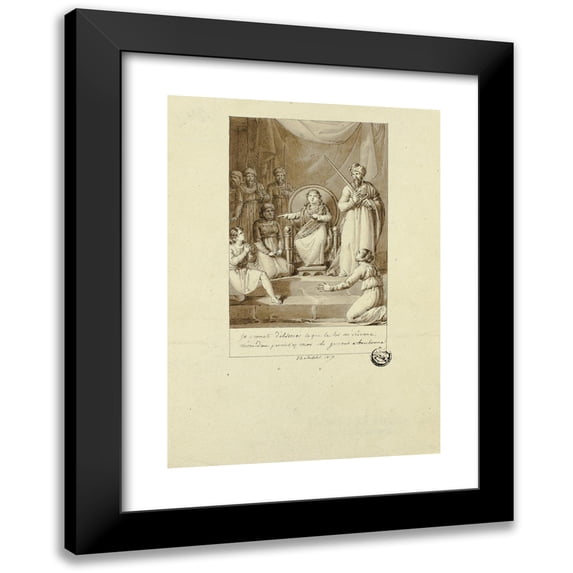 Charles Abraham Chasselat 11x14 Black Modern Framed Museum Art Print Titled - Scene from Racine's Athalie (1817)