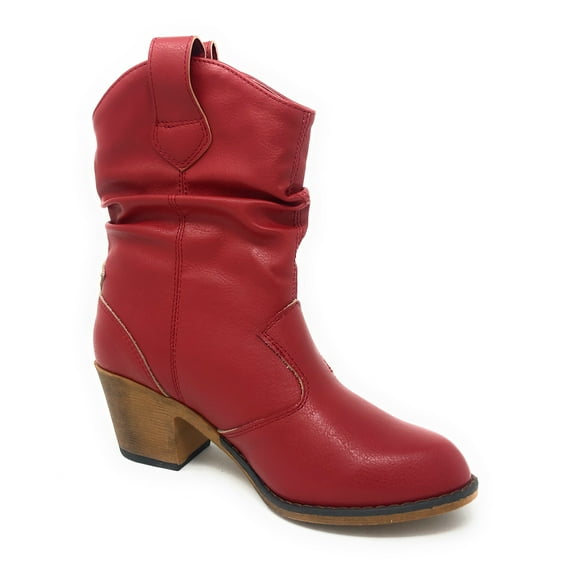 Charles Albert Modern Western Cowboy Boots for Women Fashion Cowgirl Boots Pull Up Low Heel Mid-Calf Boots