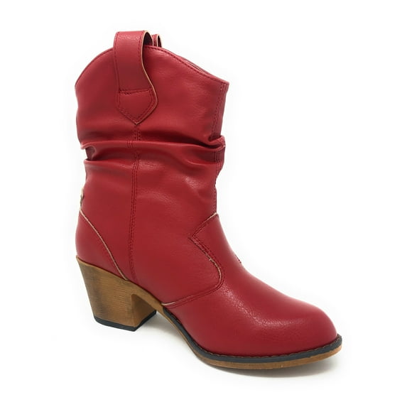 Charles Albert Modern Western Cowboy Boots for Women Fashion Cowgirl Boots Pull Up Low Heel Mid-Calf Boots