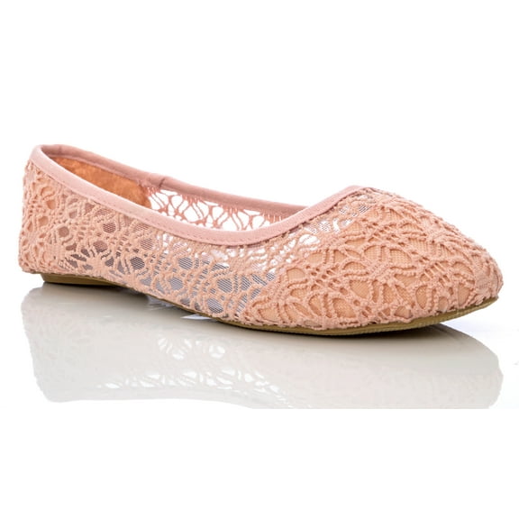 Charles Albert Women's Breathable Crochet Lace Ballet Flat Blush Size 11