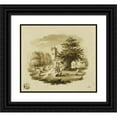 thumbnail image 1 of Charles Alfred Stothard 17x15 Black Ornate Wood Framed Double Matted Museum Art Print Titled - Figures in Cemetary Near Church, 1 of 5