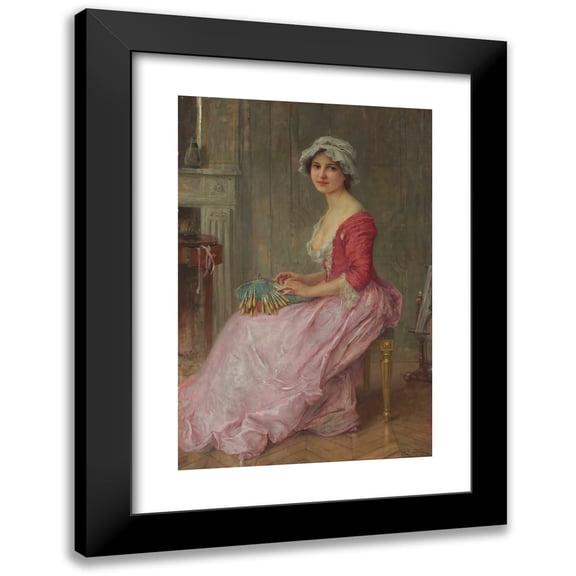 Charles Amable Lenoir 11x14 Black Modern Framed Museum Art Print Titled - The Lace Maker