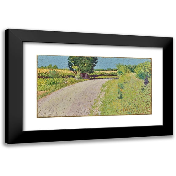Charles Angrand 14x10 Black Modern Framed Museum Art Print Titled - Path in the Country (1886)