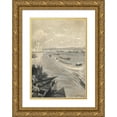 thumbnail image 1 of Charles Atamian 14x18 Gold Ornate Wood Frame and Double Matted Museum Art Print Titled - Abdulhamid II Crossing the Bosphorus for His Coronation in the Eyup Sultan Mosque, the Dolmabahce Mos, 1 of 4