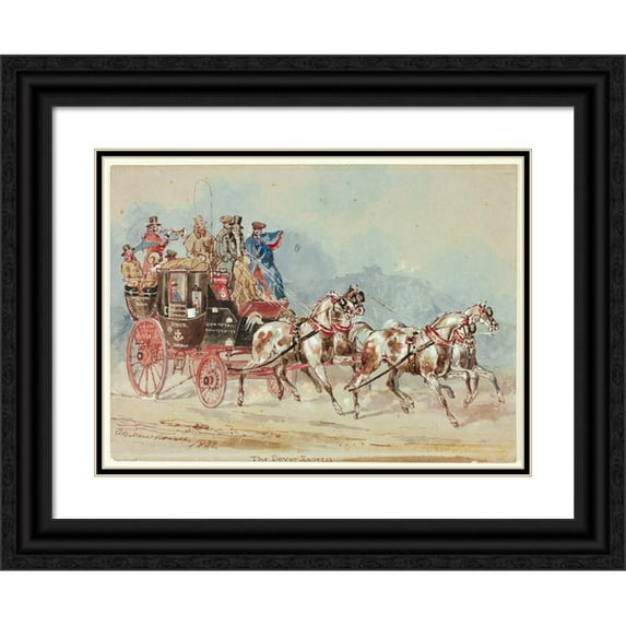 Charles B. Newhouse 24x19 Black Ornate Framed Double Matted Museum Art Print Titled: The Dover Express (1832)