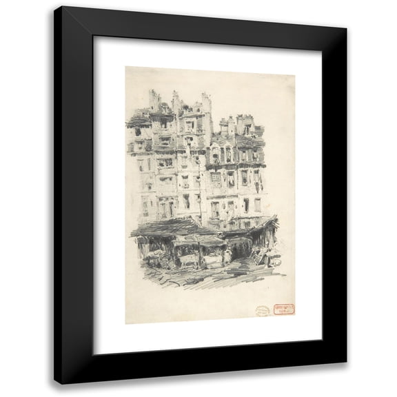 Charles Bargue 11x14 Black Modern Framed Museum Art Print Titled - Houses (1845)