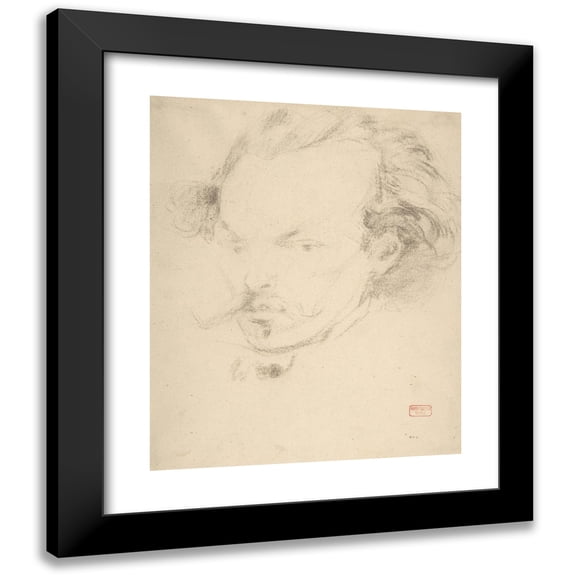 Charles Bargue 12x14 Black Modern Framed Museum Art Print Titled - Portrait of the Artist (1850-83)