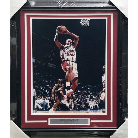 Charles Barkley Autographed Framed 16x20 Photo Houston Rockets Beckett BAS #Z45763
