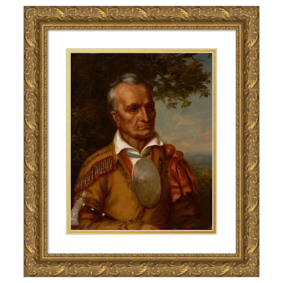 Charles Bird King 12x14 Gold Ornate Wood Frame and Double Matted Museum Art Print Titled - Red Jacket, Seneca Chief (Sagoyewatha) (ca. 1825-30)