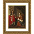 thumbnail image 1 of Charles Boit (after) 19x24 Gold Ornate Framed and Double Matted Museum Art Print Titled - Portrait of Queen Anne of England and George Prince of Denmark, 1 of 4