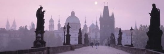 Charles Bridge And Spires Of Old Town Prague Czech Republic Canvas Art - Panoramic Images (36 x 12)