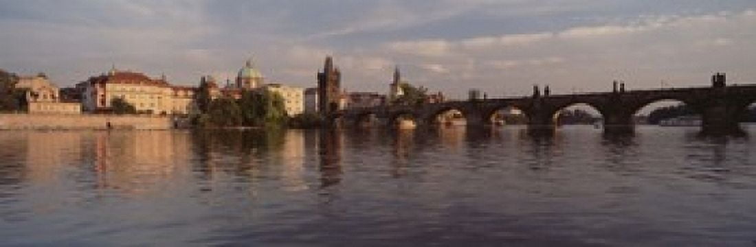 Charles Bridge Vltava River Prague Czech Republic Canvas Art - Panoramic Images (18 x 6)