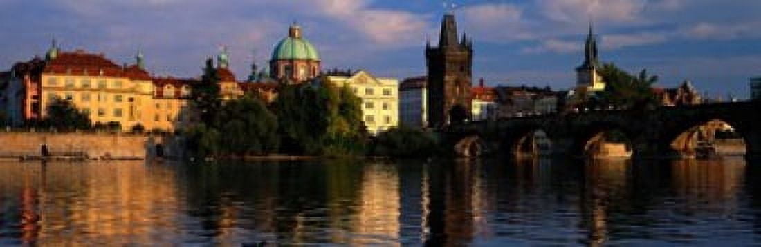 Charles Bridge Vltava River Prague Czech Republic Canvas Art - Panoramic Images (18 x 6)